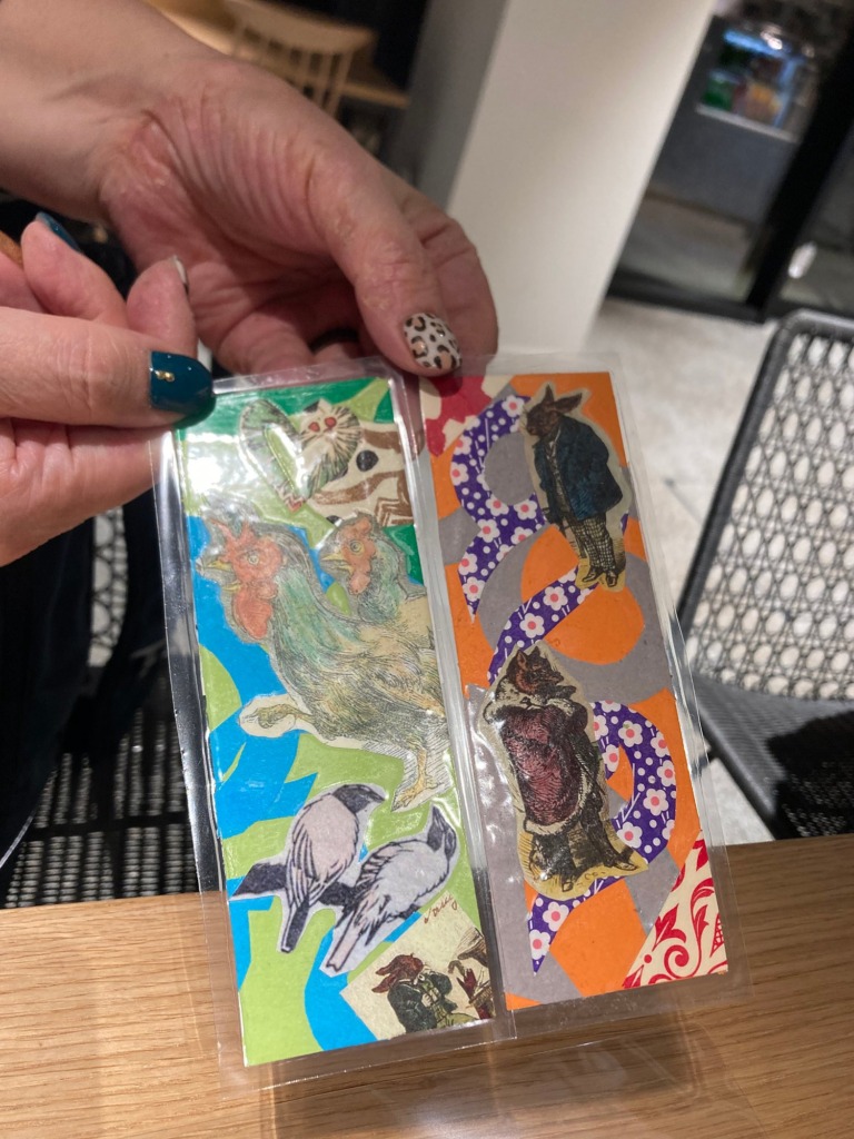 Collage bookmark in a clear sleeve